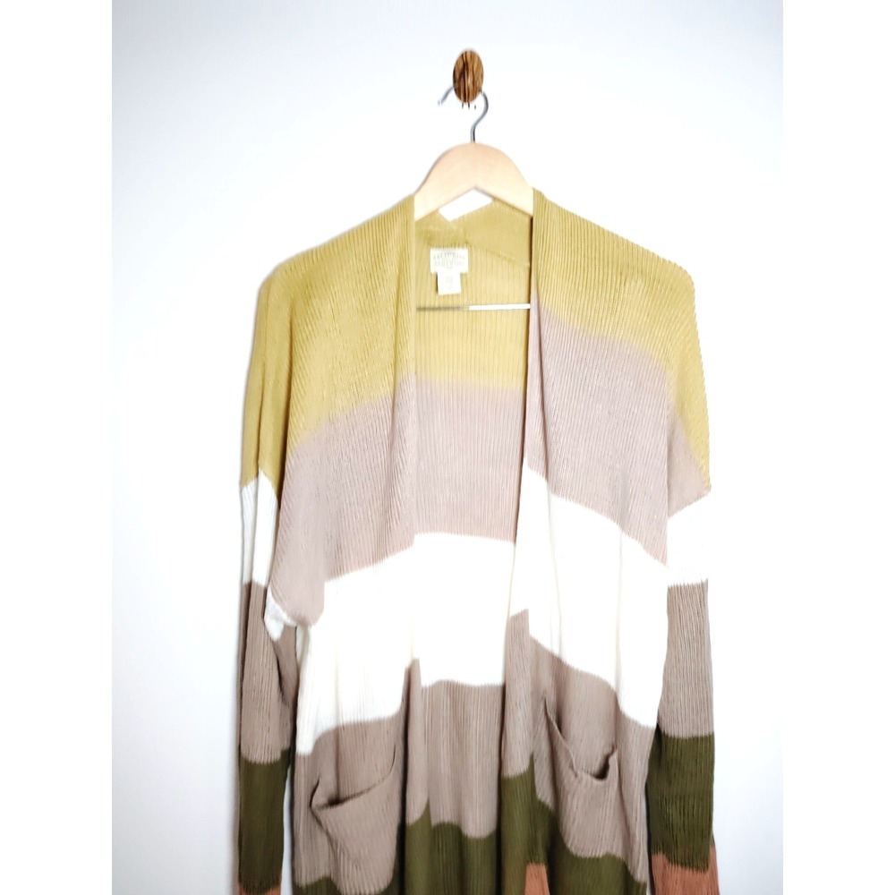 Women XL Color Block Open Front Lagun Duster Western Artsy Academia Y2K Cardigan - Picture 3 of 12